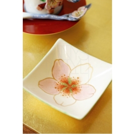 【清水焼】二色桜小皿