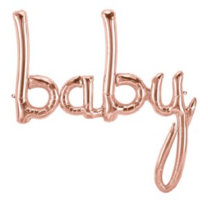 【バルーン】baby ベイビー スクリプト ローズゴールド 【空気入り※浮かびません】