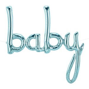 【バルーン】baby ベイビー スクリプト パステルブルー  【空気入り※浮かびません】