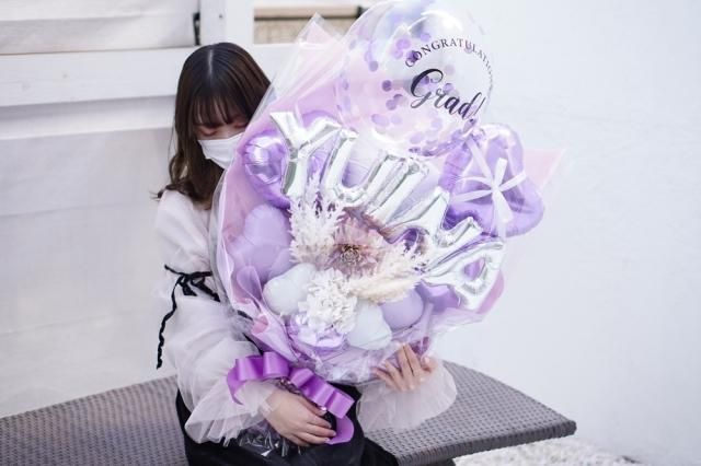 バルーン】ビッグサイズ コンフェッティフラワーバンチ パープル