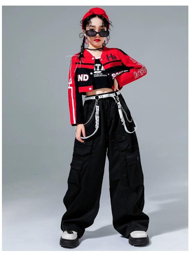 キッズダンス衣装 セットアップ 赤 黒 ヒップホップ 衣装 ダンス キッズダンス衣装 セットアップ 赤 黒 ヒップホップ 衣装 ダンス