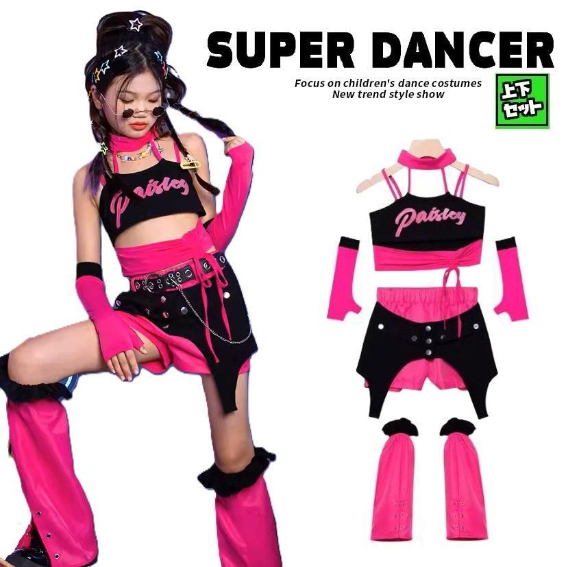 ベリーダンス衣装 ピンクと黒 セットアップ 楽天市場】ダンス衣装 ヒップホッ 黒ベスト ピンク 無地 長袖