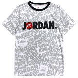 【JORDAN】総柄 マルチロゴ Tシャツ (128-158cm) GY/WH