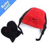 【NIKE】 フリース 帽子・手袋セット (50-52cm) RD/BK