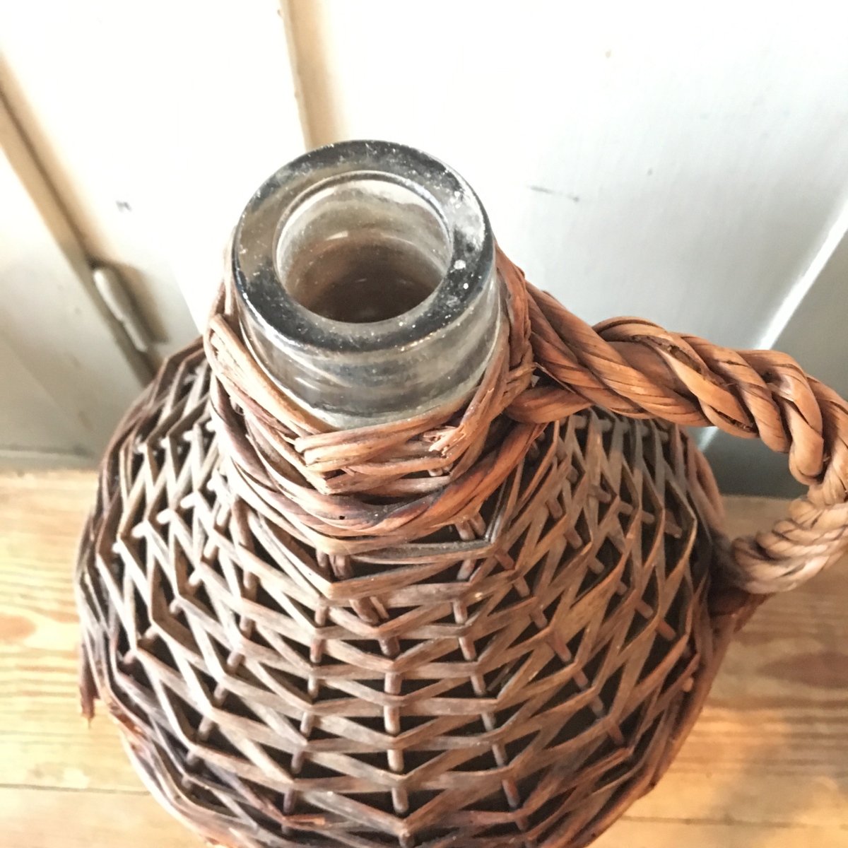 オランダ製 アンティーク ワインボトル インテリア 籐 籐編み 花瓶