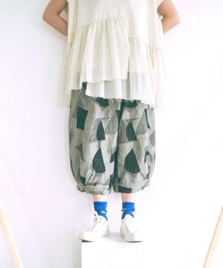 tumugu: 綿麻幾何学柄ジャガードパンツ gray tumugu: 綿麻幾何学柄ジャガードパンツ gray