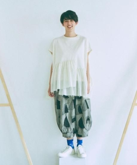 tumugu: コーマ天竺×ハンドワッシャーボイル 裾フリルプル