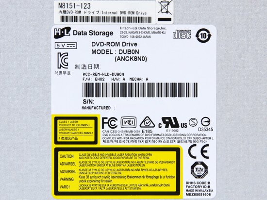 N8151-123 NEC Corporation 内蔵 DVD-ROMドライブ Hitachi-LG Data Storage  DUB0N【中古光学ドライブ】 - プリンター、サーバー、セキュリティは「アールデバイス」