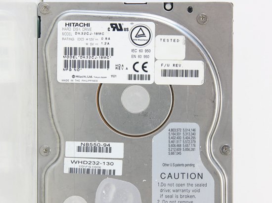 N8550-94 NEC Corporation 増設用 18.1GB HDD SCSI SCA 80-Pin 10k rpm 日立製作所  DK32CJ-18MC【中古ハードディスク】 - プリンター、サーバー、セキュリティは「アールデバイス」