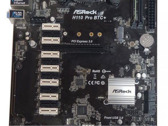 H110 Pro BTC+ ASRock マイニング向けマザー Core i3-7100/メモリ4GB搭載 Intel  H110/DDR4/LGA1151【中古マザーボード】 - プリンター、サーバー、セキュリティは「アールデバイス」