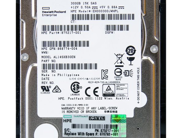 875217-001 HPE 300GB 2.5インチ/Serial Attached SCSI/15000rpm 東芝  AL14SXB30EN【中古】 - プリンター、サーバー、セキュリティは「アールデバイス」