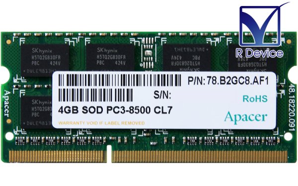78.B2GC8.AF1 Apacer Technology 4GB DDR3-1066 PC3-8500 CL7 SO-DIMM SDRAM 1.5V 204-Pinť