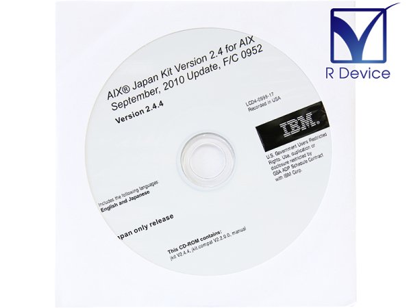 LCD4-0999-17 IBM Corporation AIX Japan Kit V2.4 Version 2.4.4 CD-ROM 09/2010 Update, F/C 0952̤ʡ