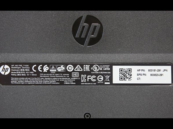 803181-291 HP 純正 有線キーボード 日本語配列 USB接続 Chicony