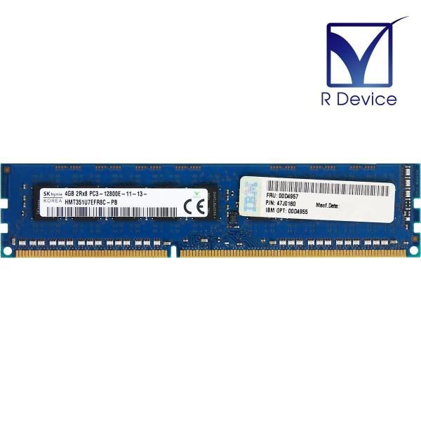 00D4957 IBM 4.0GB DDR3-1600 PC3-12800 ECC Unbuffered 1.5V 240-Pin SK Hynix HMT351U7EFR8C-PBš