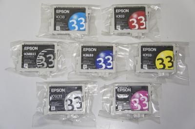 EPSON ICY33,ICR33,ICC33,ICBL33,ICM33,ICGL33,ICMB33 純正インク 7色