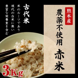 熊本産農薬不使用赤米3キロ
