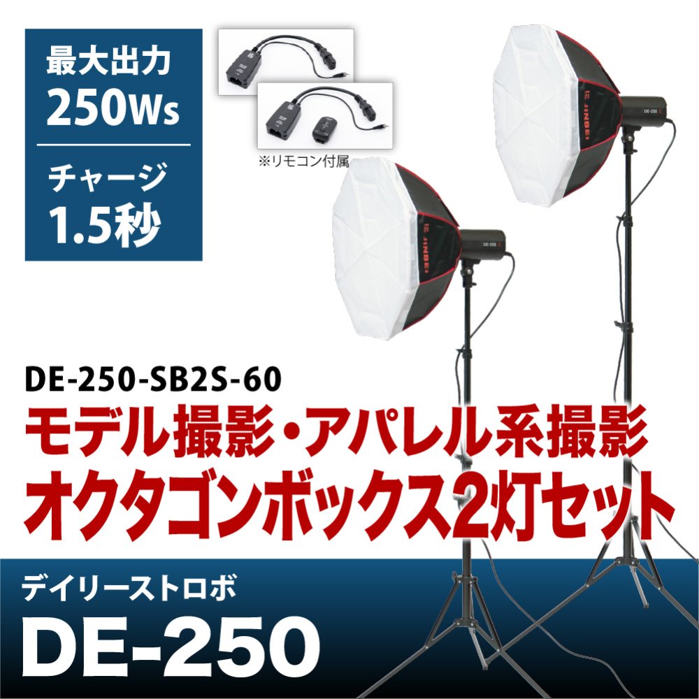 デイリーストロボ DE-250 モデル撮影・アパレル系撮影 オクタゴンボックス2灯セット - 撮影機材、撮影用ライト、ストロボの専門店  OMNIVAS（オムニバス）