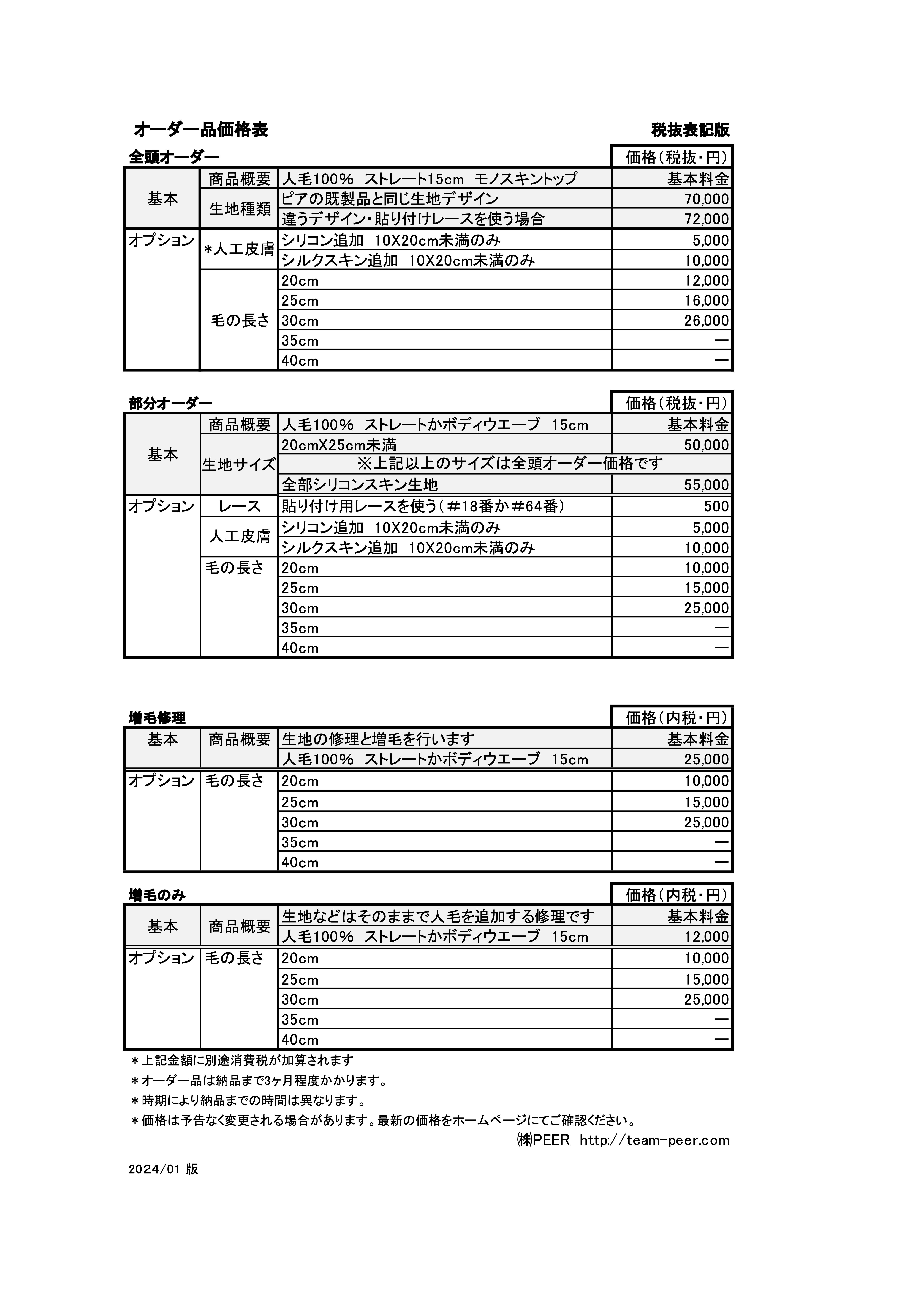 採寸して作るオーダーウィッグ