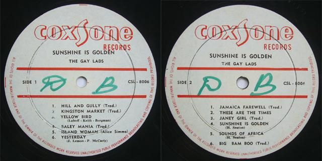 洋楽 THE GAYLADS / SUNSHINE IS GOLDEN THE GAYLADS - SUNSHINE IS GOLDEN (COXSONE)