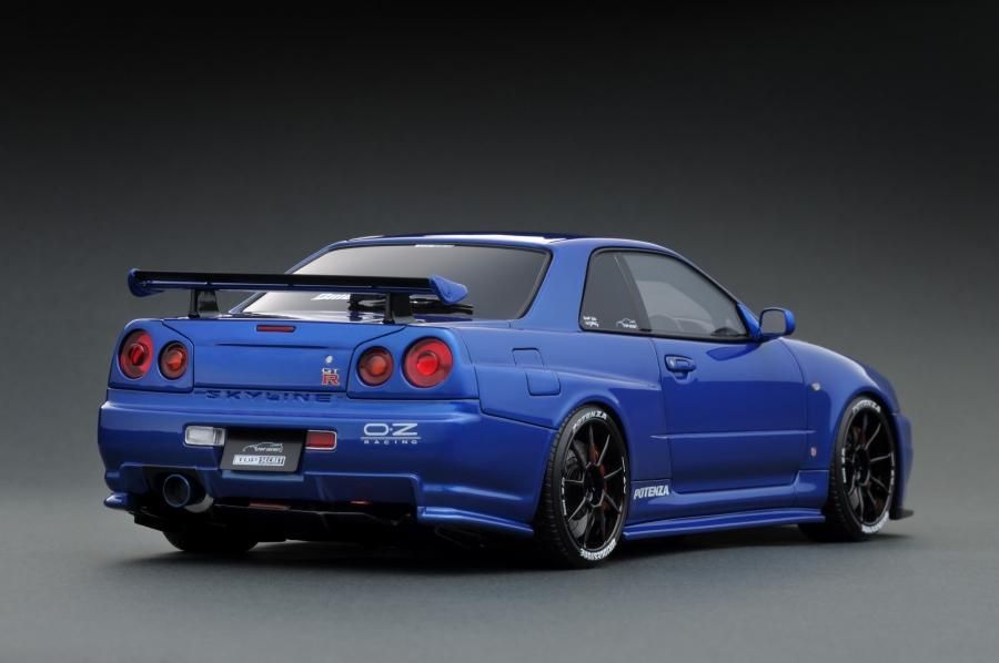 IG1937 1/18 TOP SECRET GT-R (BNR34) Blue With Engine - ig-model