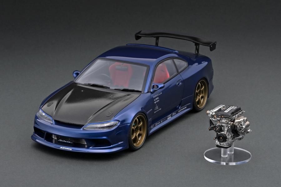 IG2006 1/18 VERTEX S15 Silvia Dark Blue With Engine - ig-model