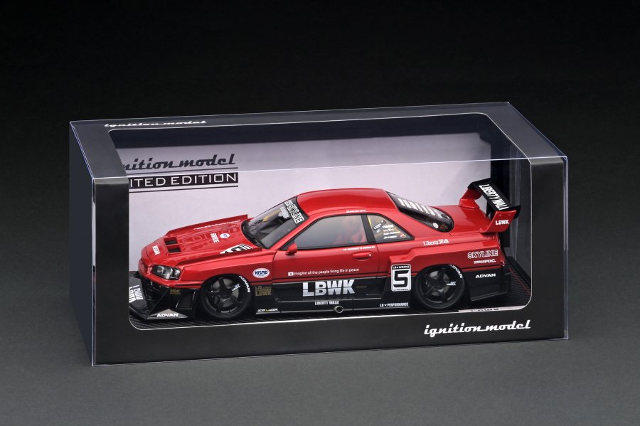 IG2701 1/18 LB-ER34 Super Silhouette SKYLINE Red/Black #5 With