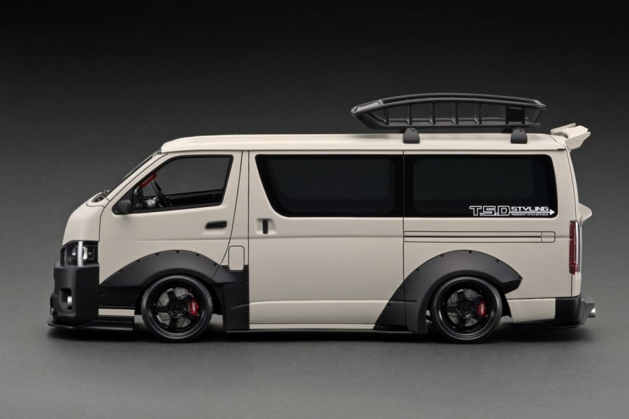 IG2811 1/18 T・S・D WORKS HIACE Matte Sand Beige With Roof Rack 