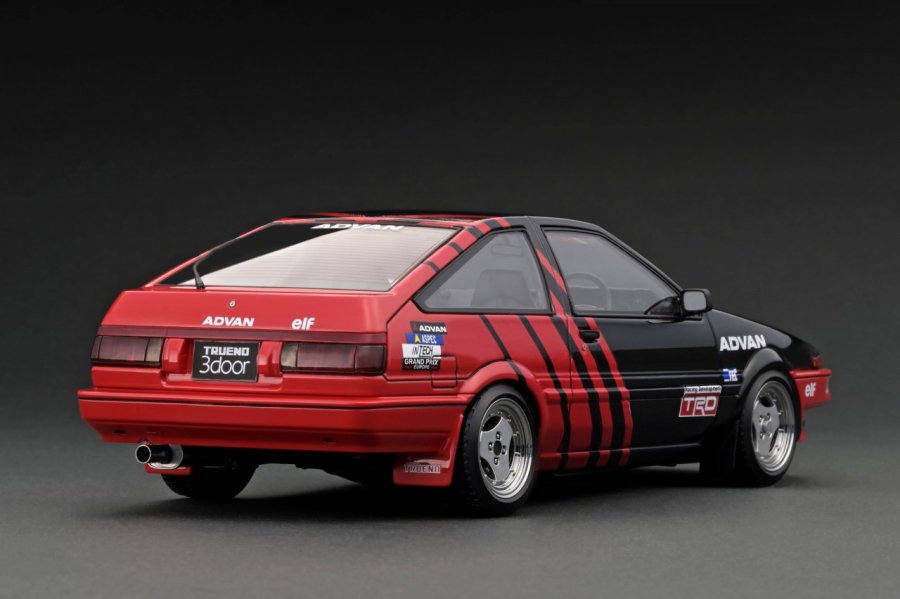 IG3284 1/18 Toyota Sprinter Trueno 3Dr GT Apex (AE86) Black/Red - ig-model