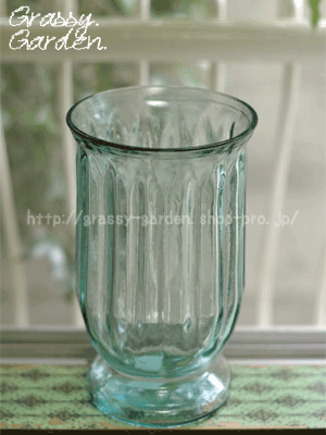 リサイクルガラスベース*ブルーガラス/花瓶/スペイン製†シャビーでジャンクなガーデン雑貨†*++Grassy Garden*++