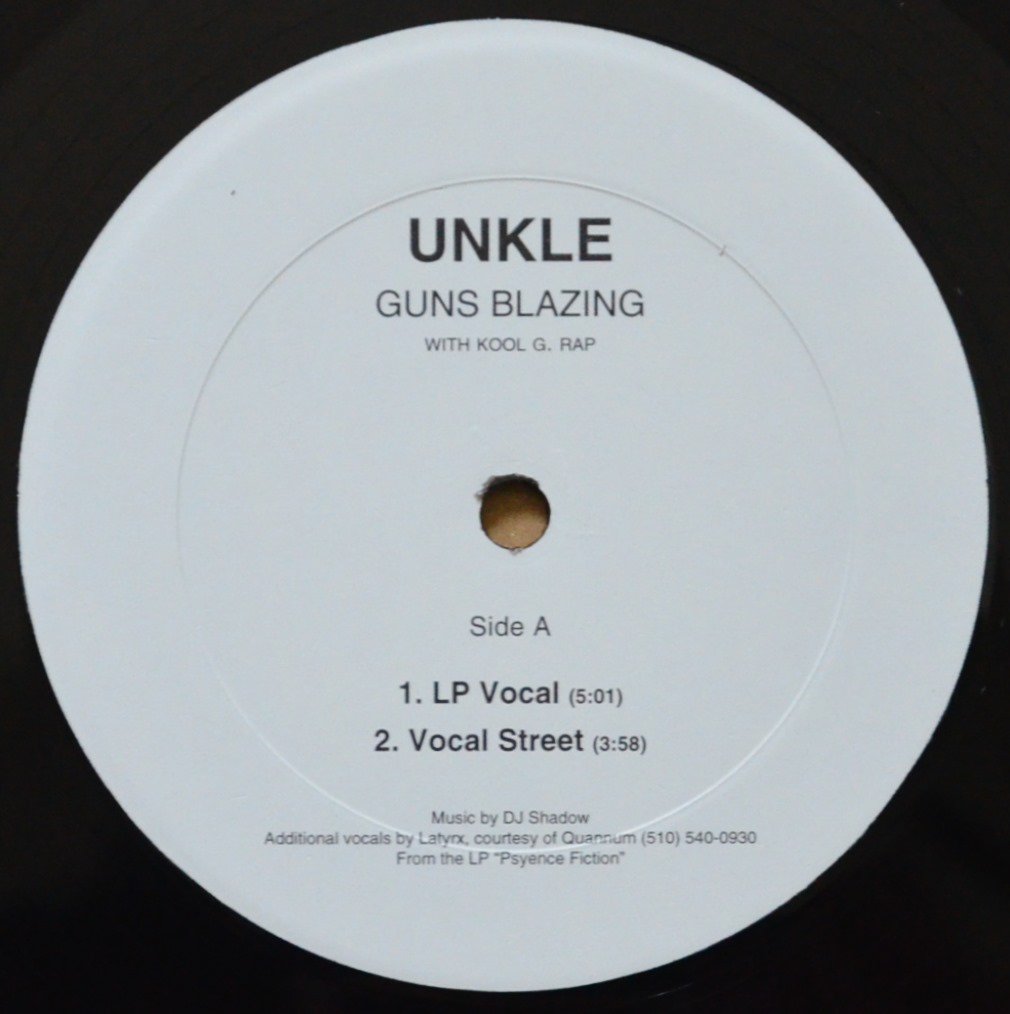 UNKLE WITH KOOL G. RAP / GUNS BLAZING (PROD BY DJ SHADOW) (12