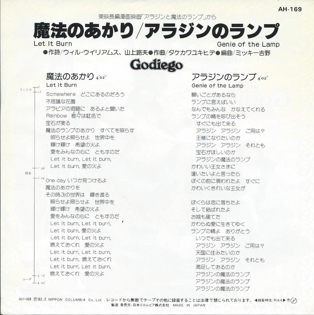 アラジンと魔法のランプ レコード 1982年物 品質満点！ 13333円 htckl