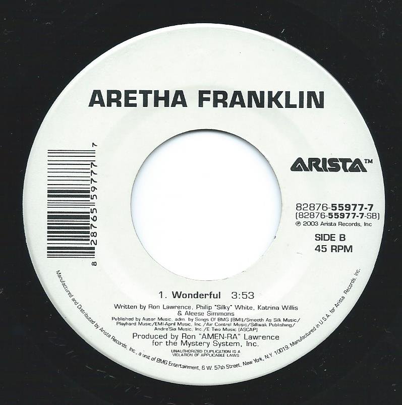 ARETHA FRANKLIN / WONDERFUL / THE ONLY THING MISSIN' (7) - HIP TANK RECORDS
