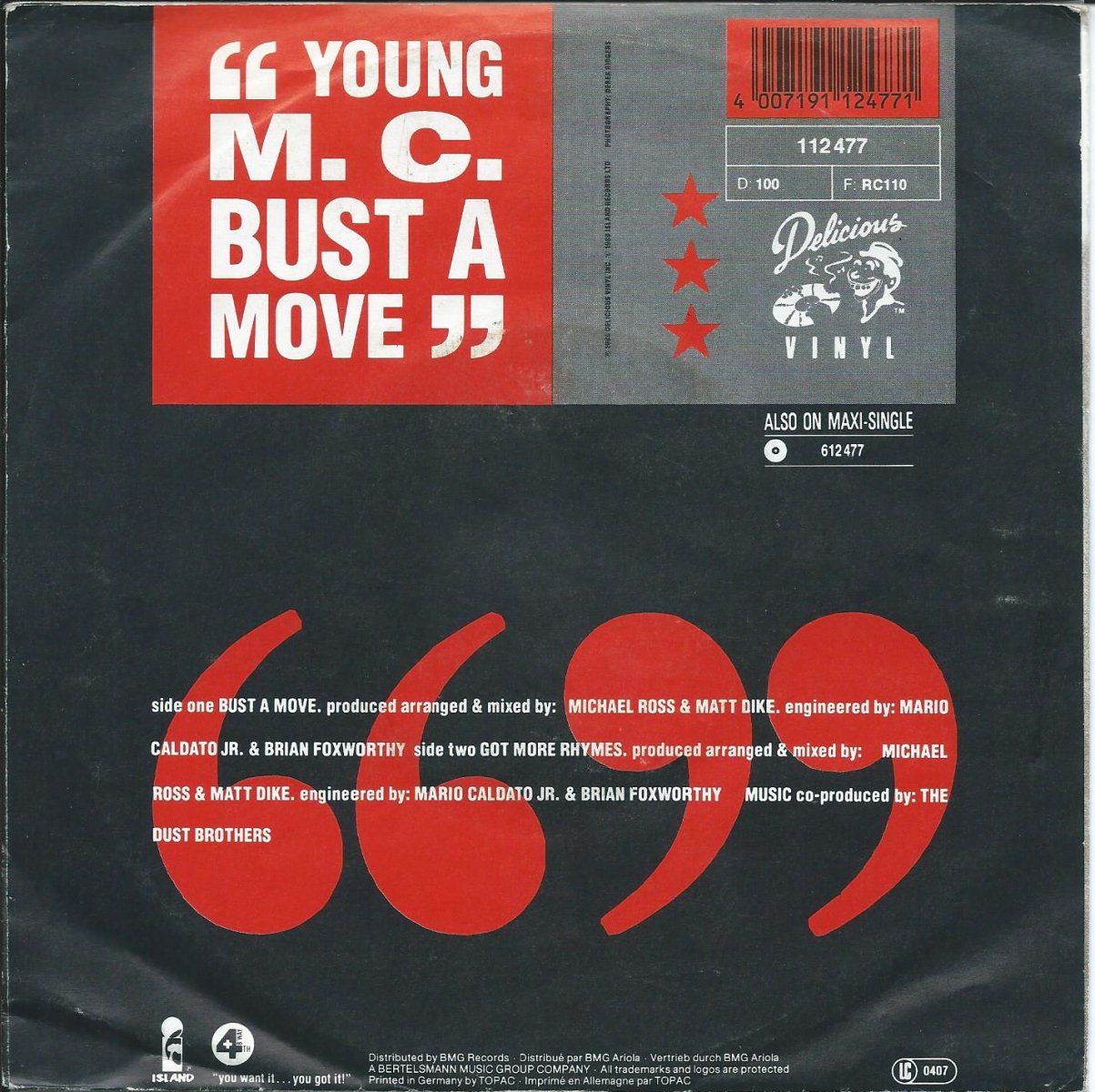 YOUNG MC u200e/ BUST A MOVE / GOT MORE RHYMES (THE DUST BROTHERS) (7) - HIP  TANK RECORDS