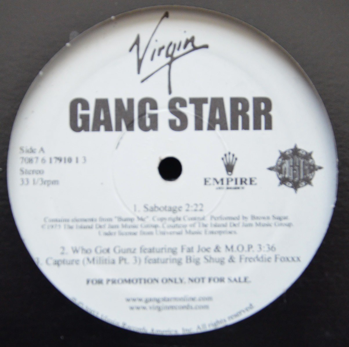 GANG STARR ‎/ THE OWNERZ - PROMO SAMPLER (12