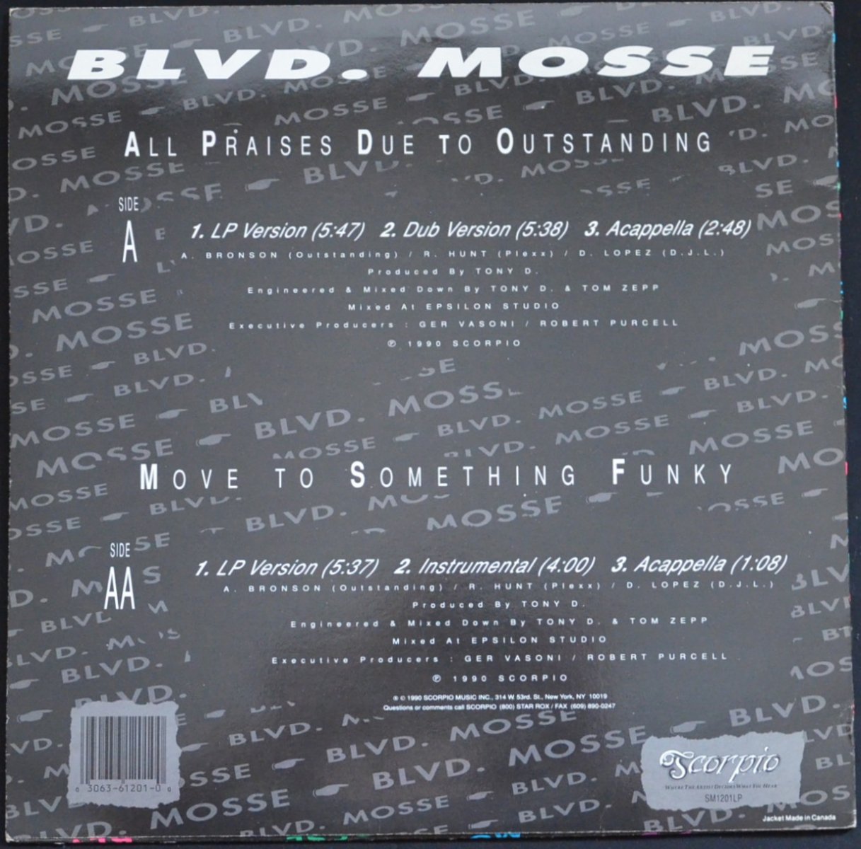 BLVD. MOSSE ‎/ ALL PRAISES DUE TO OUTSTANDING / MOVE TO SOMETHING FUNKY  (12