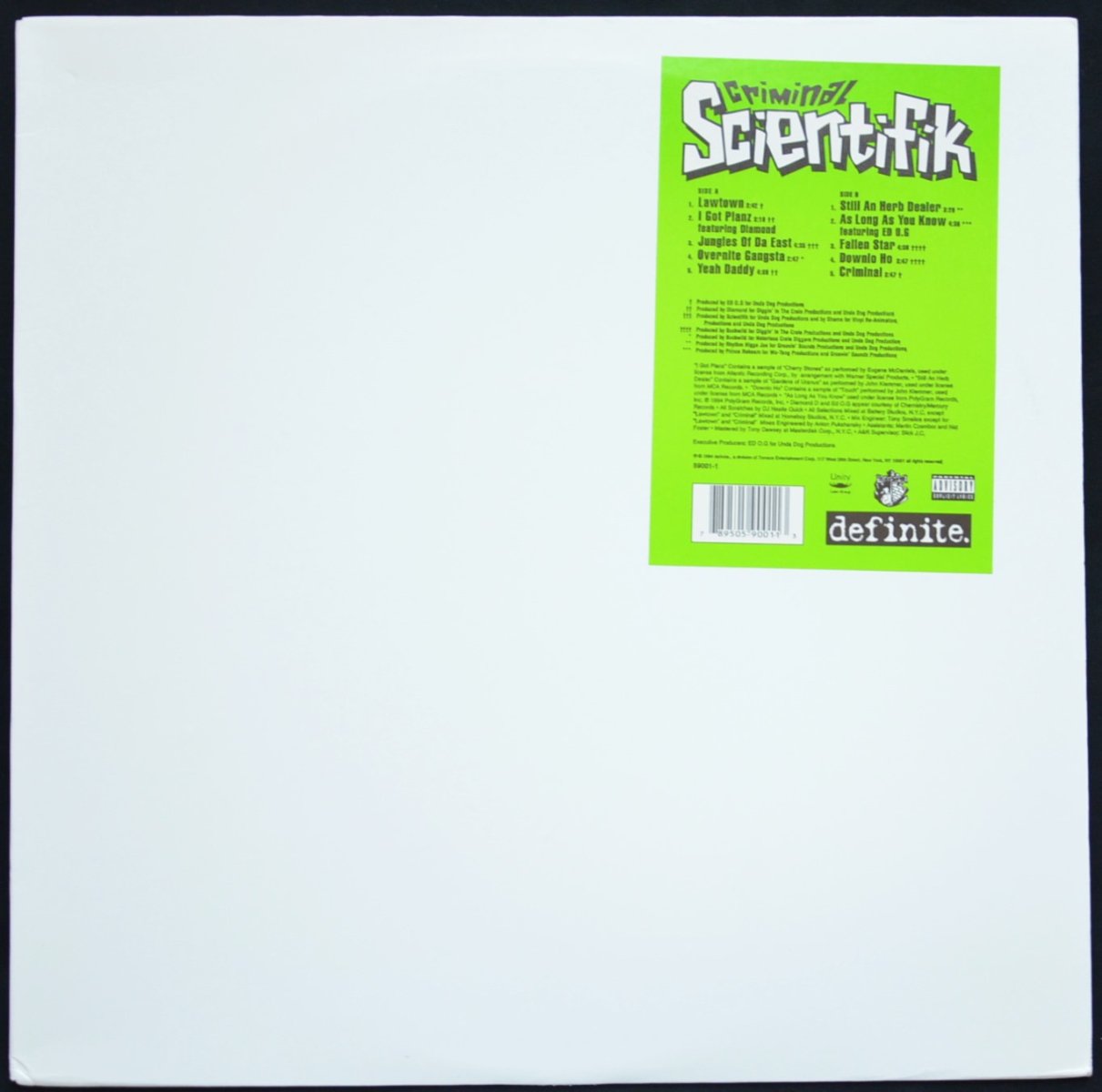 SCIENTIFIK ‎/ CRIMINAL (1LP) - HIP TANK RECORDS