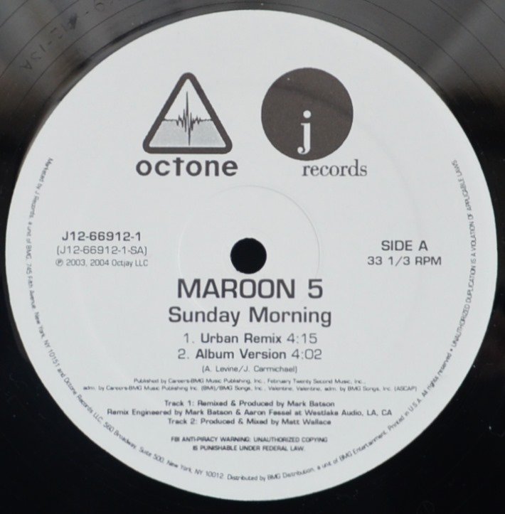 MAROON 5 / THIS LOVE / SUNDAY MORNING (12