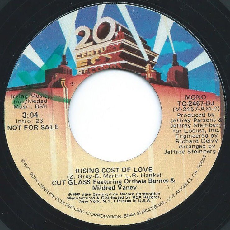 CUT GLASS FEATURING ORTHEIA BARNES & MILDRED VANEY / RISING COST OF LOVE (7