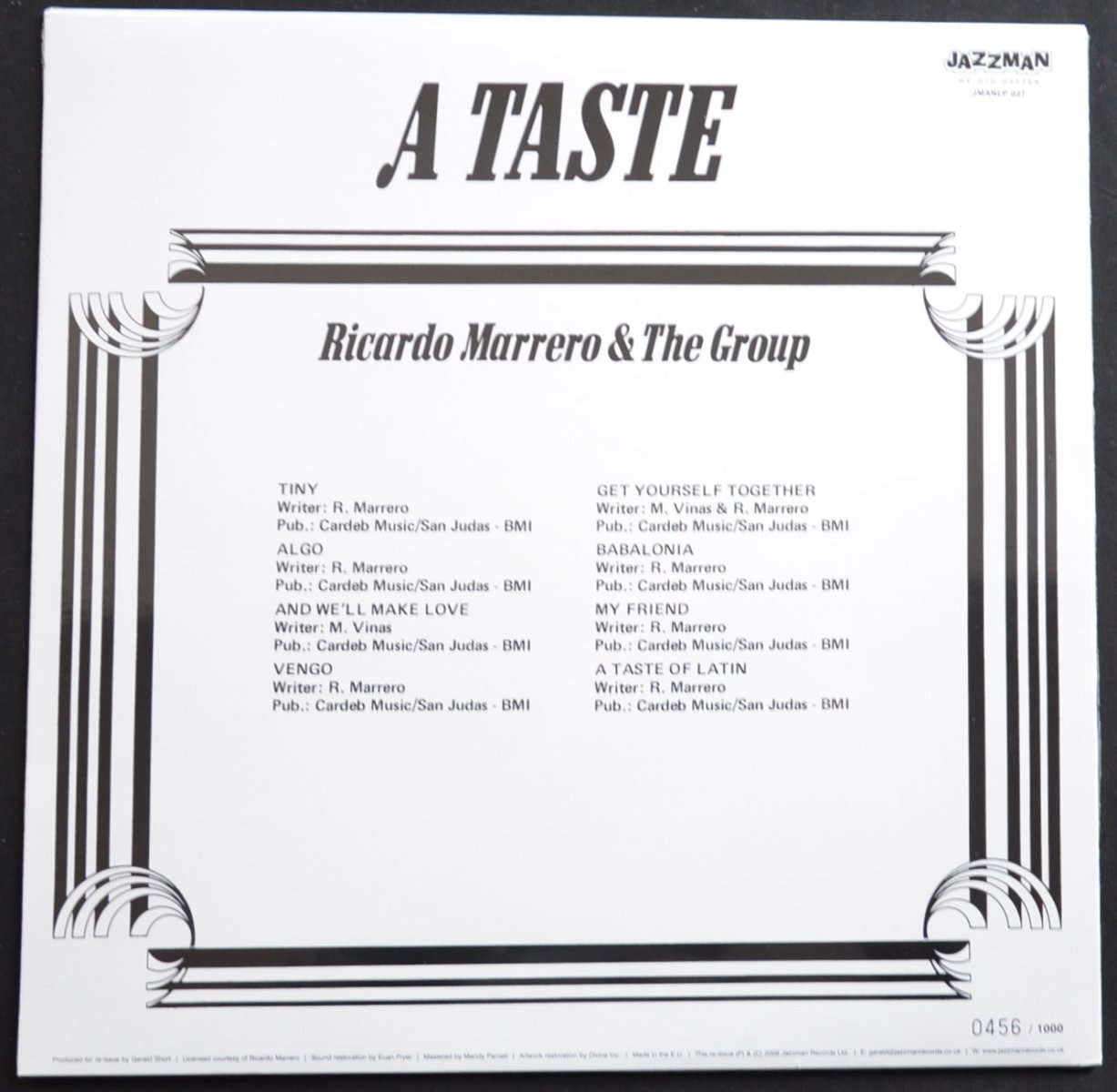 RICARDO MARRERO & THE GROUP ‎/ A TASTE (LP) - HIP TANK RECORDS