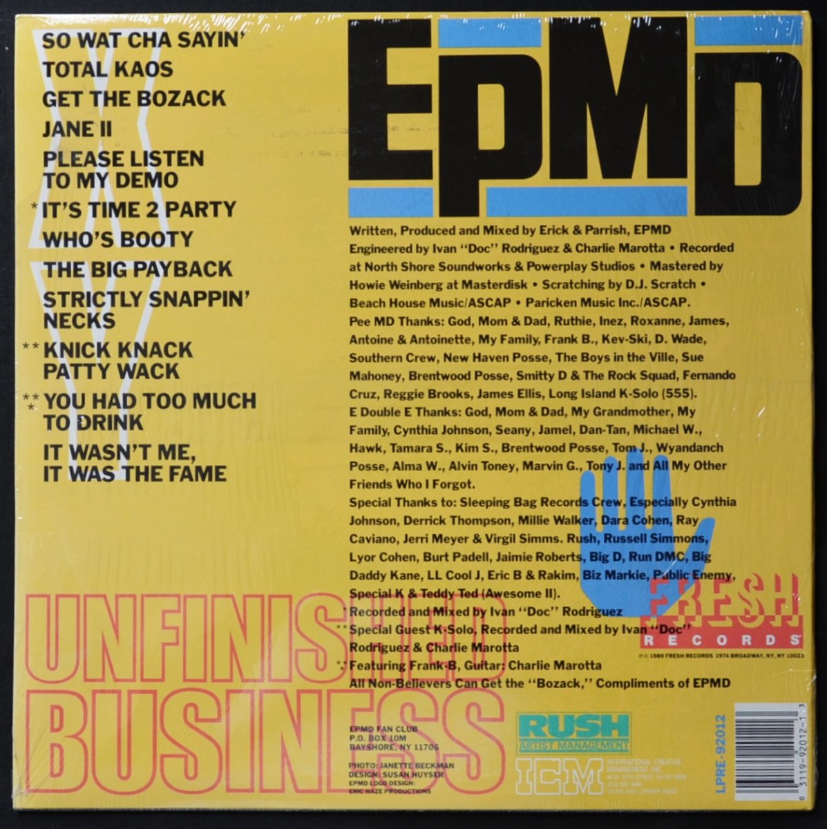 EPMD / UNFINISHED BUSINESS (1LP) - HIP TANK RECORDS