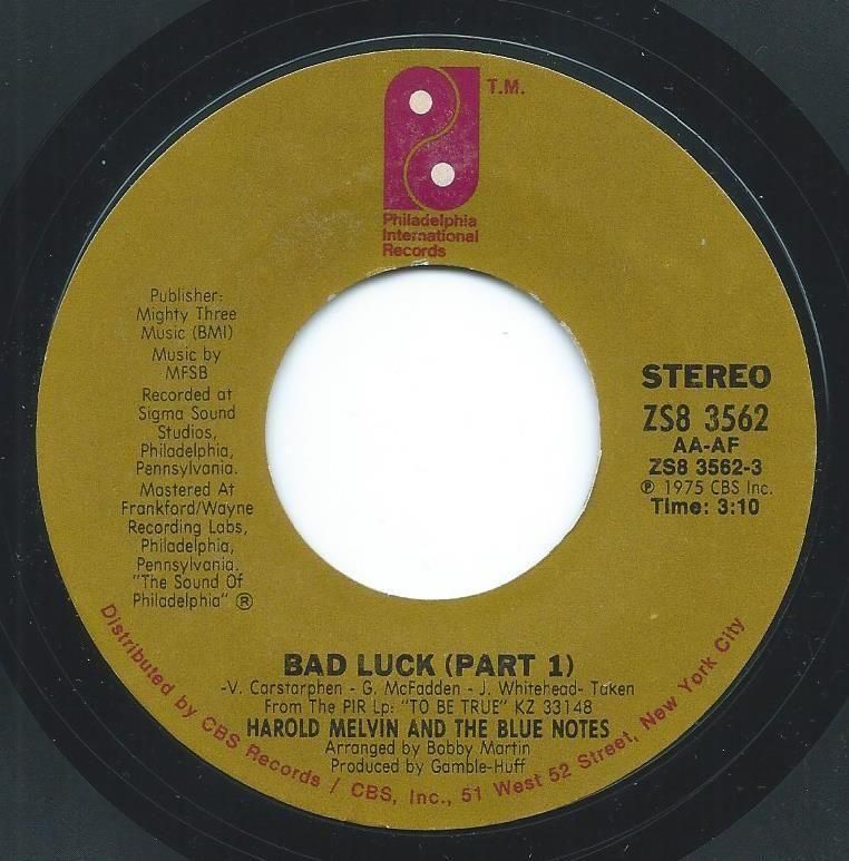 HAROLD MELVIN AND THE BLUE NOTES / BAD LUCK (PART 1 & 2) (7