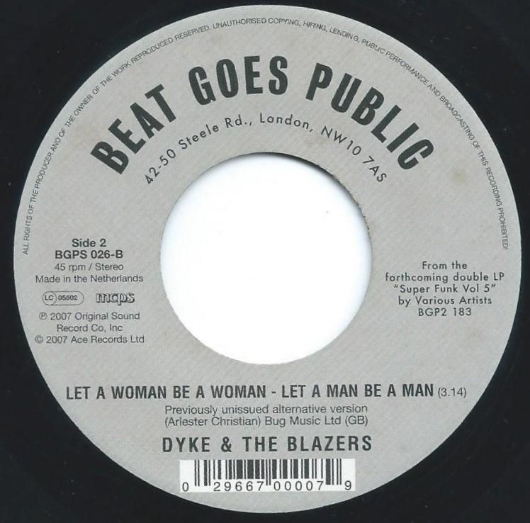 DYKE & THE BLAZERS / BLACK BOY / LET A WOMAN BE A WOMAN - LET A MAN BE A MAN (7