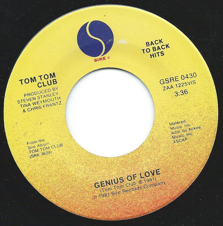 TOM TOM CLUB / GENIUS OF LOVE / WORDY RAPPINGHOOD (7") HIP TANK RECORDS