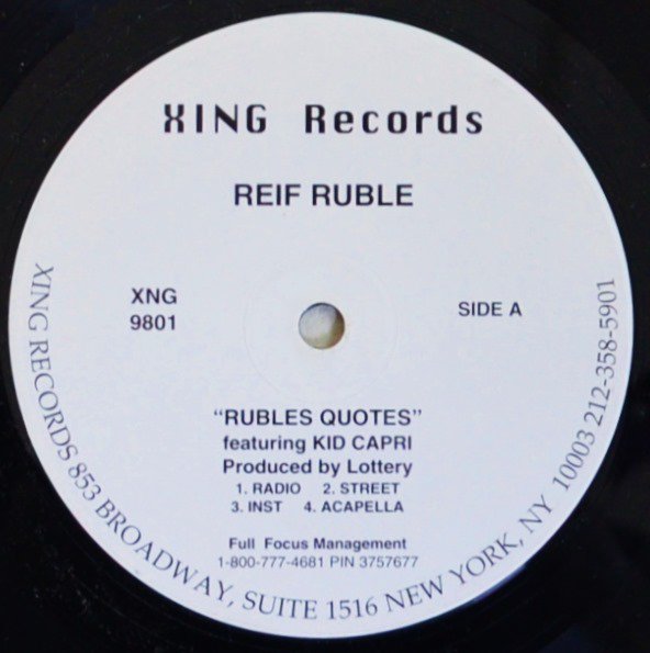 REIF RUBLE / RUBLES QUOTES (FT.KID CAPRI) / HIP-HOP (BRONX KEEP CREATIN' IT) (12