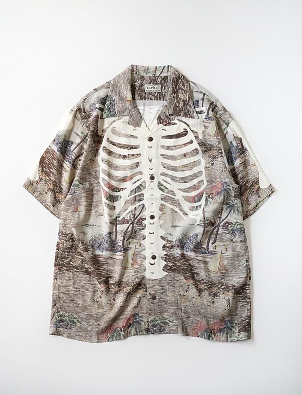 KAPITAL Shirt (Short Sleeve) Silk Rayon BONEpt Aloha Shirt