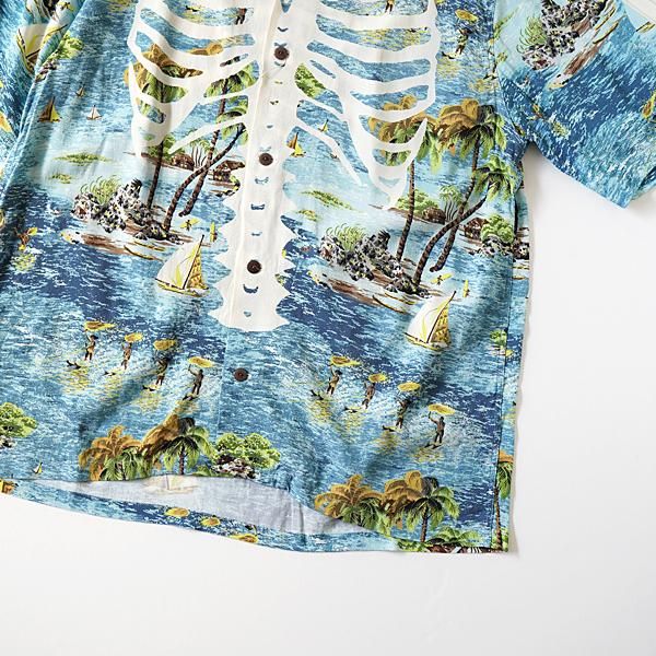 KAPITAL レーヨン カメハメハBONEpt アロハシャツ/ ブルー pa2l46XUpb-l6zcwNTI.jpg?