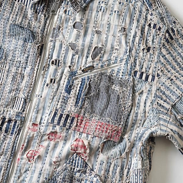 【キャピタル kapital 】ジップアップ ブルゾン KAPITAL - BORO ZIP UPブルゾン（バージンマリア） - BLUE NEON