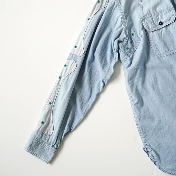 KAPITALシャンブレー2TONE BONEパッチベンチレーターワークシャツ4 KAPITAL - シャンブレー 2TONE BONEパッチベンチレーターワーク