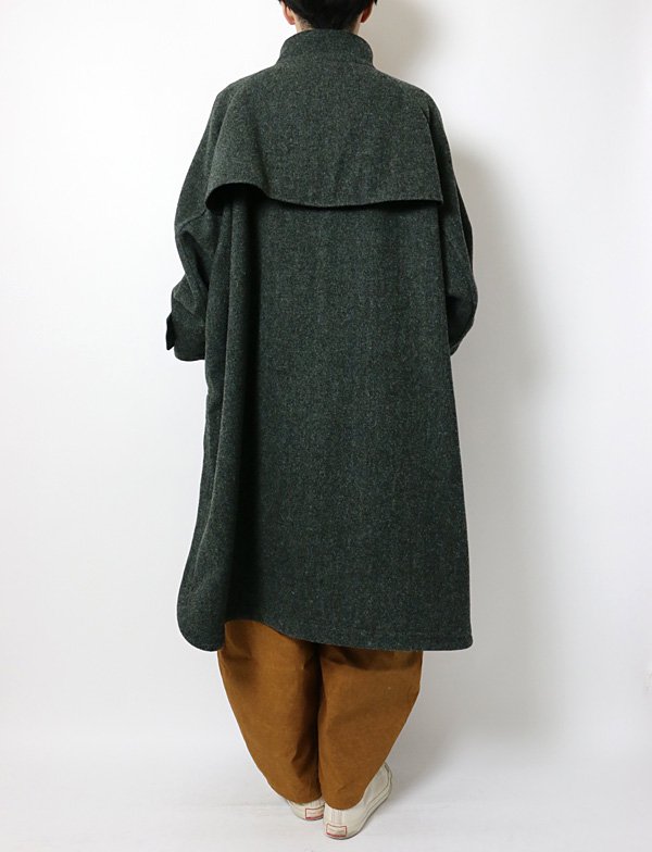 ASEEDONCLOUD - Hiraeth tent gown / Hiraeth wool herringbone - BLUE 